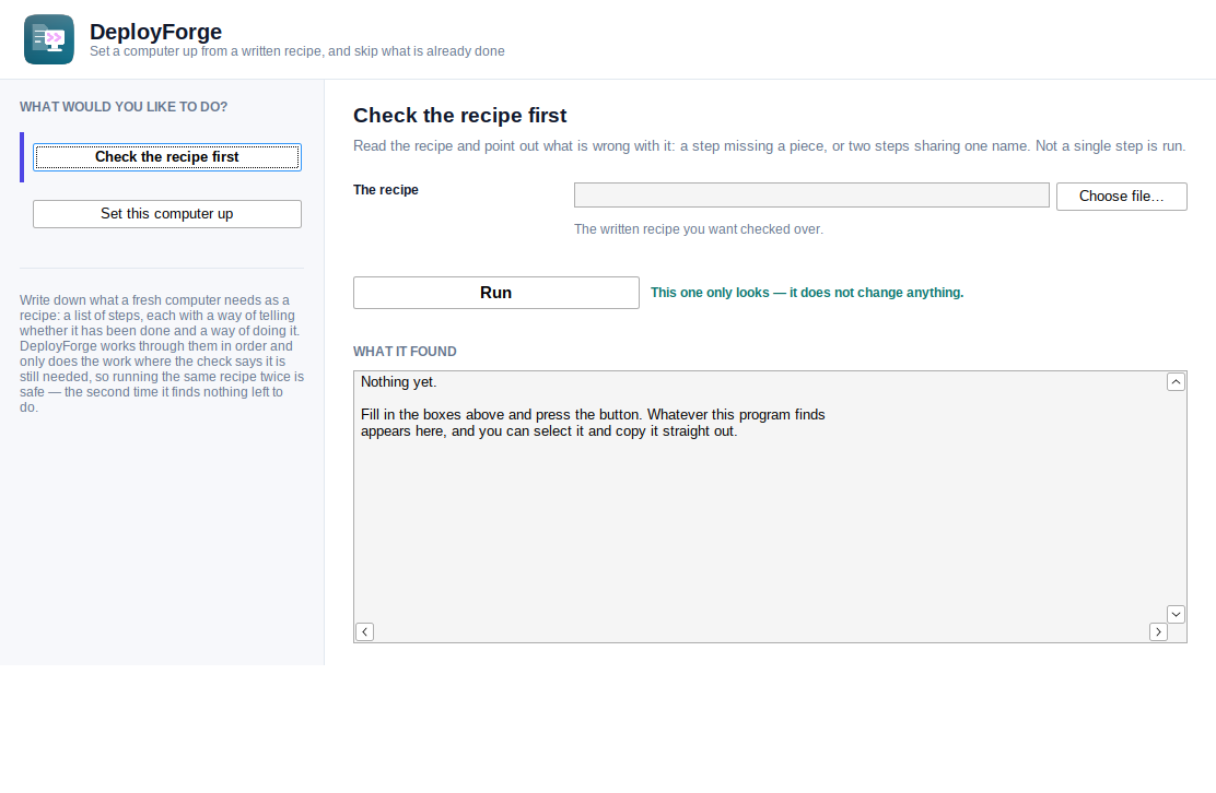 The DeployForge window running on Windows